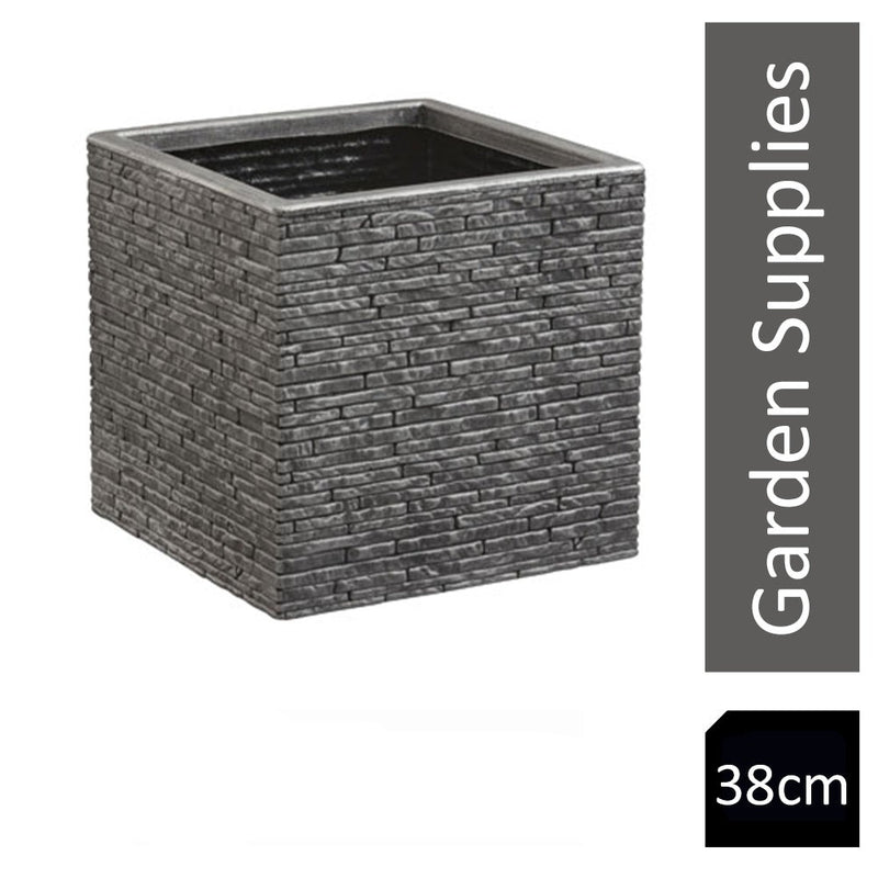 Strata Slate Pewter 38cm Tall Square Planter - UK BUSINESS SUPPLIES