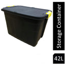 Strata Heavy Duty 42L Black Storage Crates & Lids Black Yellow Handles - UK BUSINESS SUPPLIES