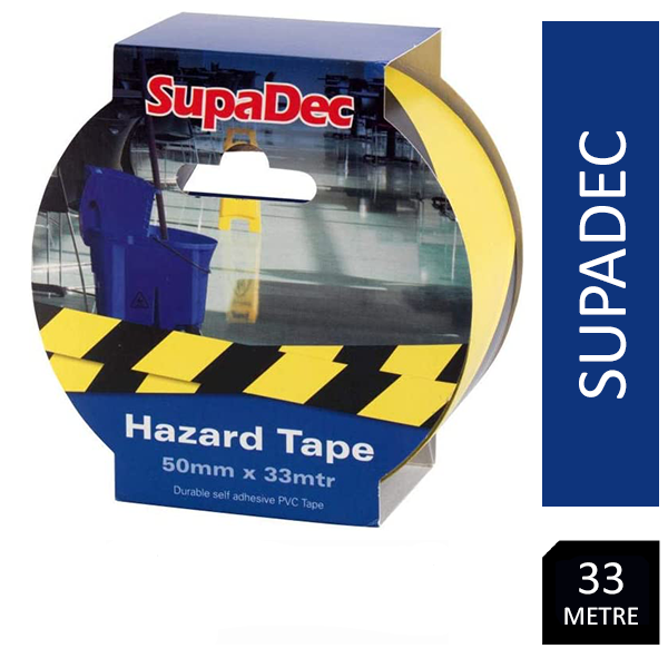 Supadec Yellow Black Hazard Tape {Extra Long 33m} - UK BUSINESS SUPPLIES