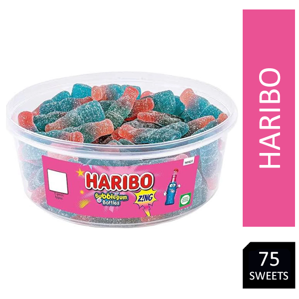 Haribo Fizzy Bubblegum Bottle Sweets Tub 75's - UK BUSINESS SUPPLIES