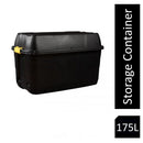 Strata 175 Litre Heavy Duty Trunk On Wheels Black Yellow Clip Handle - UK BUSINESS SUPPLIES