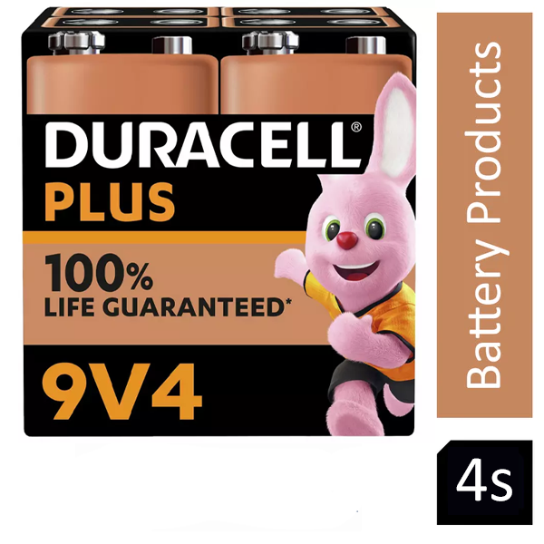 Duracell 9V Plus Power Battery Pack 4's - UK BUSINESS SUPPLIES