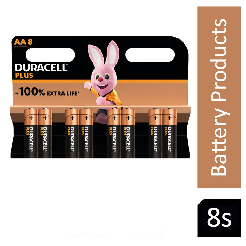 Duracell Plus AA Battery Alkaline 100% Extra Life (Pack of 8) 5009372 - UK BUSINESS SUPPLIES