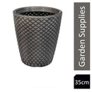 Strata Geometric Pewter 35cm Round Planter - UK BUSINESS SUPPLIES