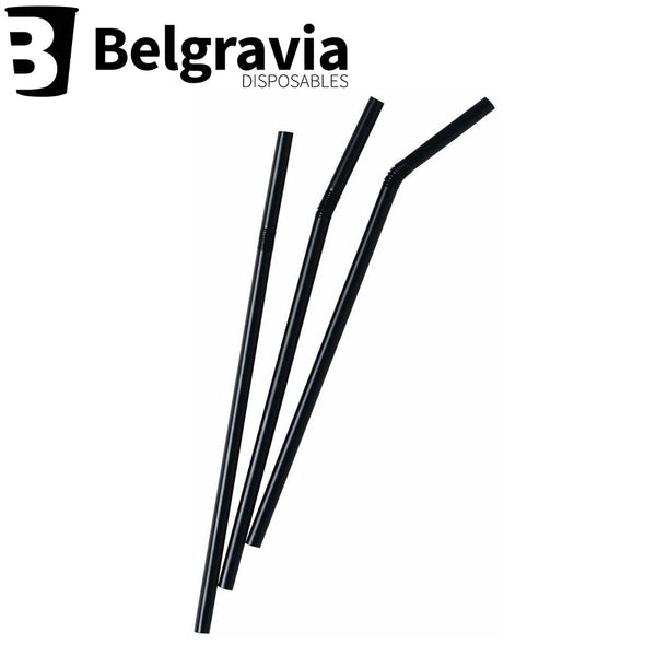 Belgravia Black PLA Bio Plastic Bendy Straws, 6mm Pack 250's - UK BUSINESS SUPPLIES