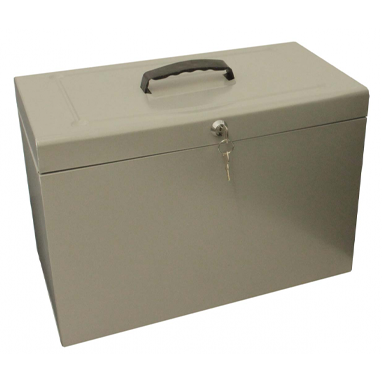 Cathedral Foolscap Grey Metal File Box - UK BUSINESS SUPPLIES