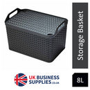 Strata Charcoal Grey Small, 8L Handy Basket With Lid {16.5cm x 24cm} - UK BUSINESS SUPPLIES