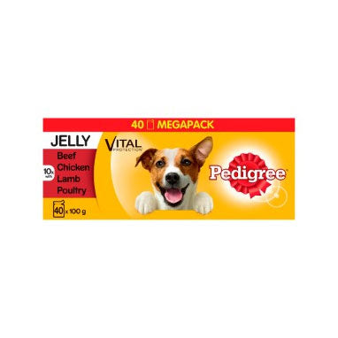 Pedigree Adult Dog Food Pouches Mixed Selection in Jelly Mega Pack 40 x 100g - UK BUSINESS SUPPLIES