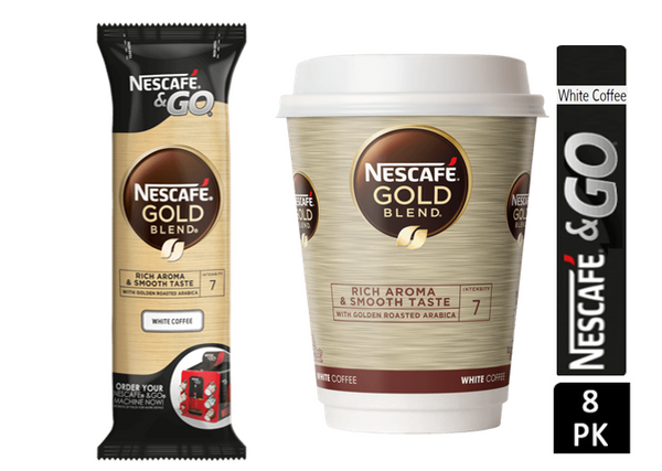 Nescafe &Go! Gold Blend White Cups 8 x 12oz Cups - UK BUSINESS SUPPLIES