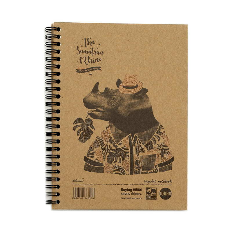 Save The Rhino Recycled Twinwire Hardback Notebook A5 160 Pages (Pack 5) SRTWA5 - UK BUSINESS SUPPLIES