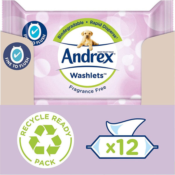 Andrex Biodegradable Fine to Flush Fragrance Free Washlets 36's - UK BUSINESS SUPPLIES