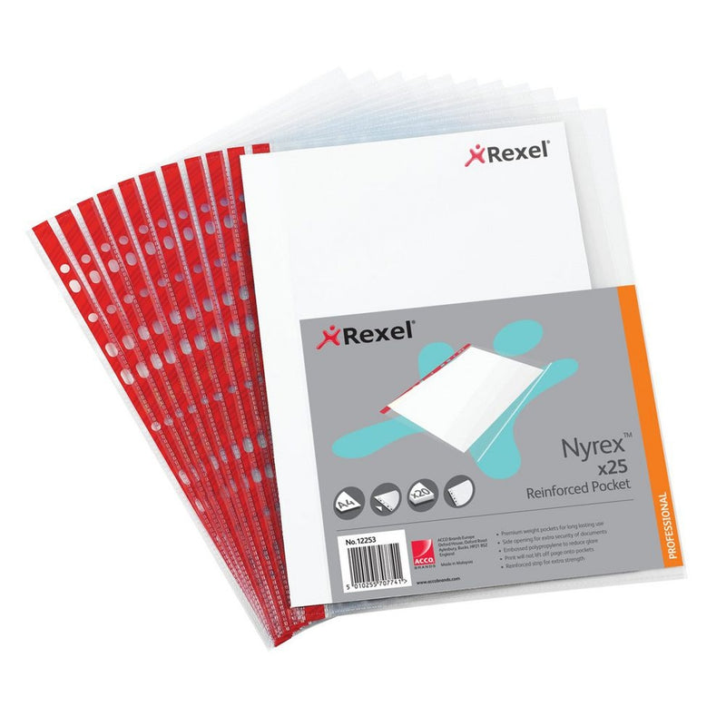 Rexel Nyrex A4 90 Micron Side Open Pockets Pack 25's - UK BUSINESS SUPPLIES