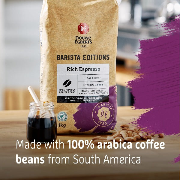 Douwe Egberts Barista Editions Rich Espresso Blend, Dark Roast Coffee Beans 1kg - UK BUSINESS SUPPLIES