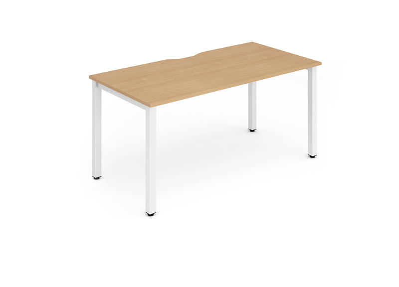 Evolve Plus 1400mm Single Starter Desk Beech Top White Frame BE113 - UK BUSINESS SUPPLIES