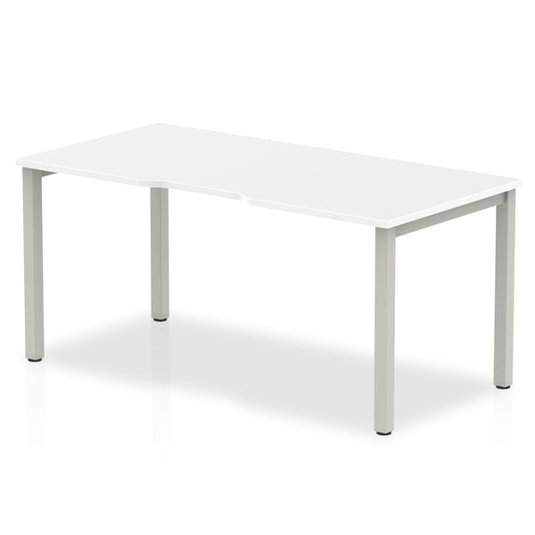 Evolve Plus 1600mm Single Starter Desk White Top Silver Frame BE126 - UK BUSINESS SUPPLIES