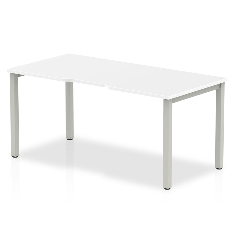 Evolve Plus 1600mm Single Starter Desk White Top Silver Frame BE126 - UK BUSINESS SUPPLIES