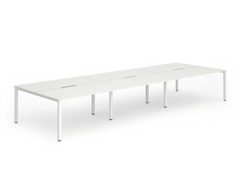 Evolve Plus 1400mm Back to Back 6 Person Desk White Top White Frame BE271 - UK BUSINESS SUPPLIES