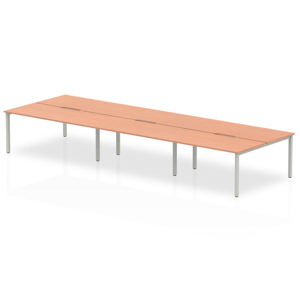 Evolve Plus 1600mm Back to Back 6 Person Desk Beech Top Silver Frame BE288 - UK BUSINESS SUPPLIES