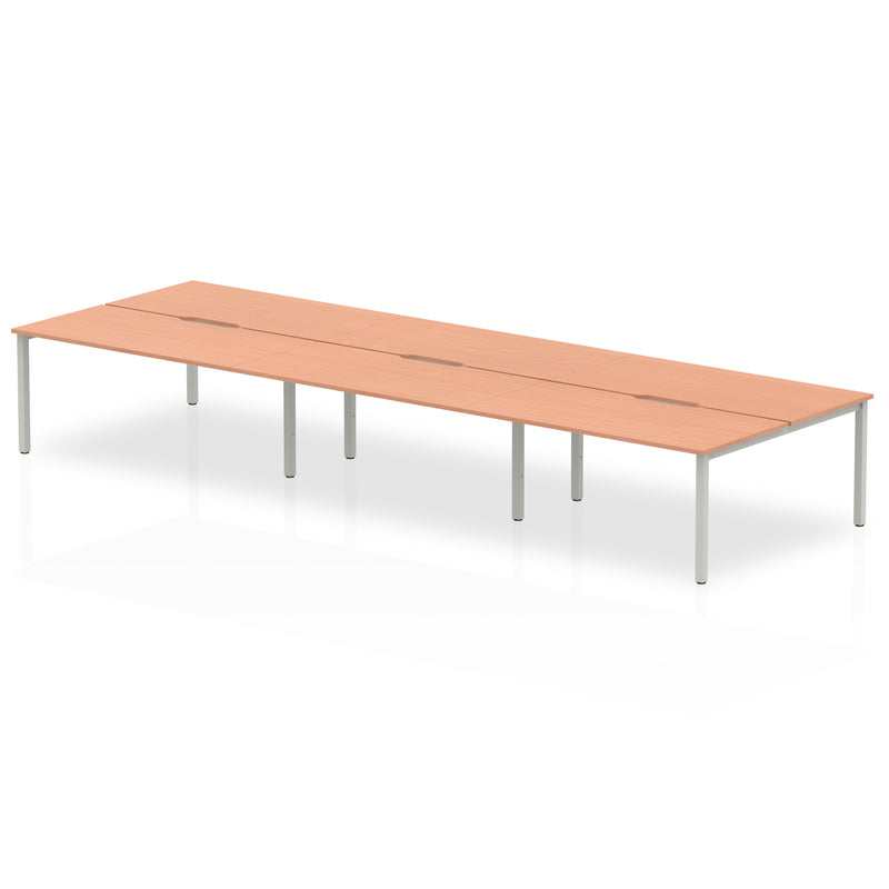 Evolve Plus 1600mm Back to Back 6 Person Desk Beech Top Silver Frame BE288 - UK BUSINESS SUPPLIES