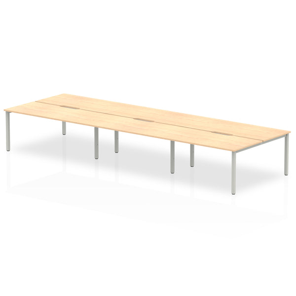 Evolve Plus 1600mm Back to Back 6 Person Desk Maple Top Silver Frame BE289 - UK BUSINESS SUPPLIES