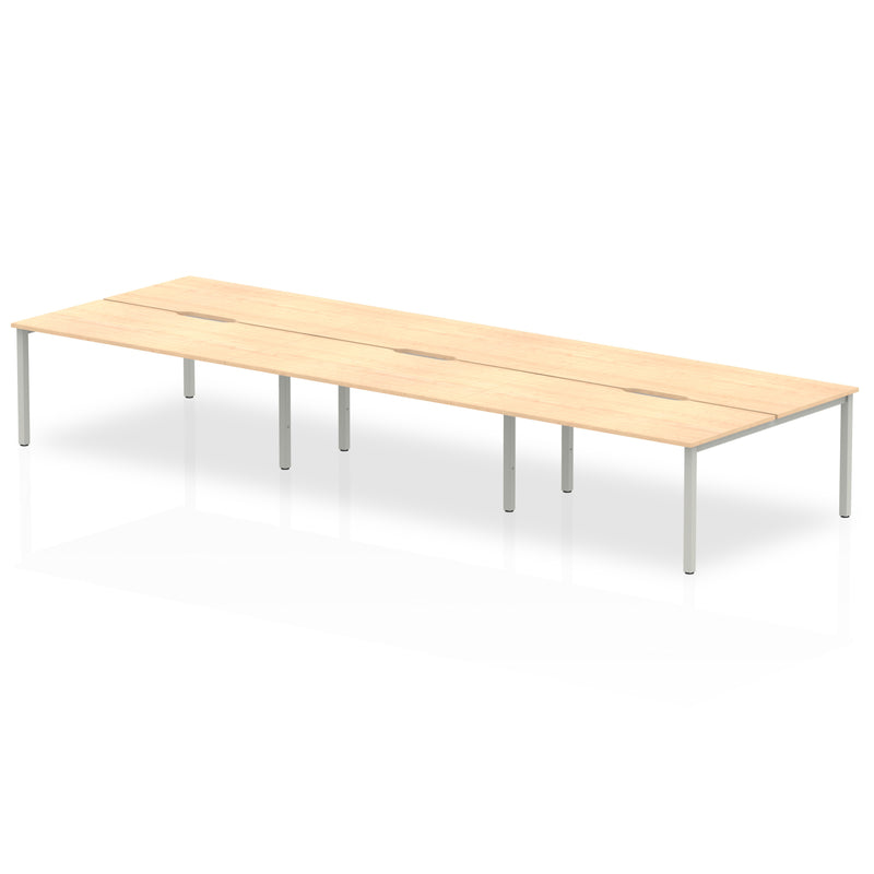 Evolve Plus 1600mm Back to Back 6 Person Desk Maple Top Silver Frame BE289 - UK BUSINESS SUPPLIES