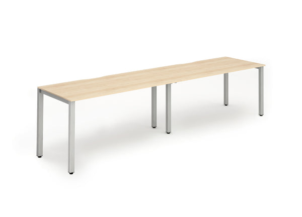 Dynamic Evolve Plus 1200mm Single Row 2 Person Desk Maple Top Silver Frame BE379 - UK BUSINESS SUPPLIES