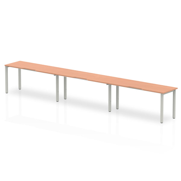 Dynamic Evolve Plus 1600mm Single Row 3 Person Desk Beech Top White Frame BE388 - UK BUSINESS SUPPLIES