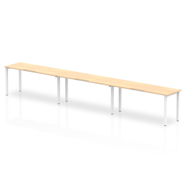 Dynamic Evolve Plus 1600mm Single Row 3 Person Desk Maple Top White Frame BE389 - UK BUSINESS SUPPLIES