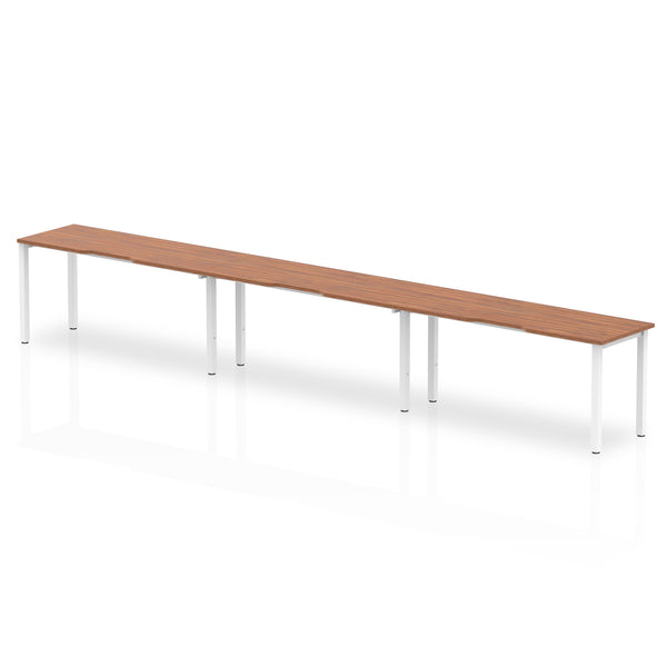 Dynamic Evolve Plus 1400mm Single Row 3 Person Desk Walnut Top White Frame BE392 - UK BUSINESS SUPPLIES
