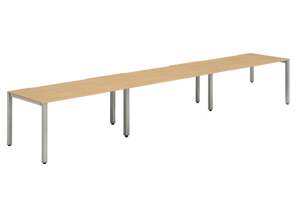Dynamic Evolve Plus 1200mm Single Row 3 Person Desk Beech Top Silver Frame BE418 - UK BUSINESS SUPPLIES