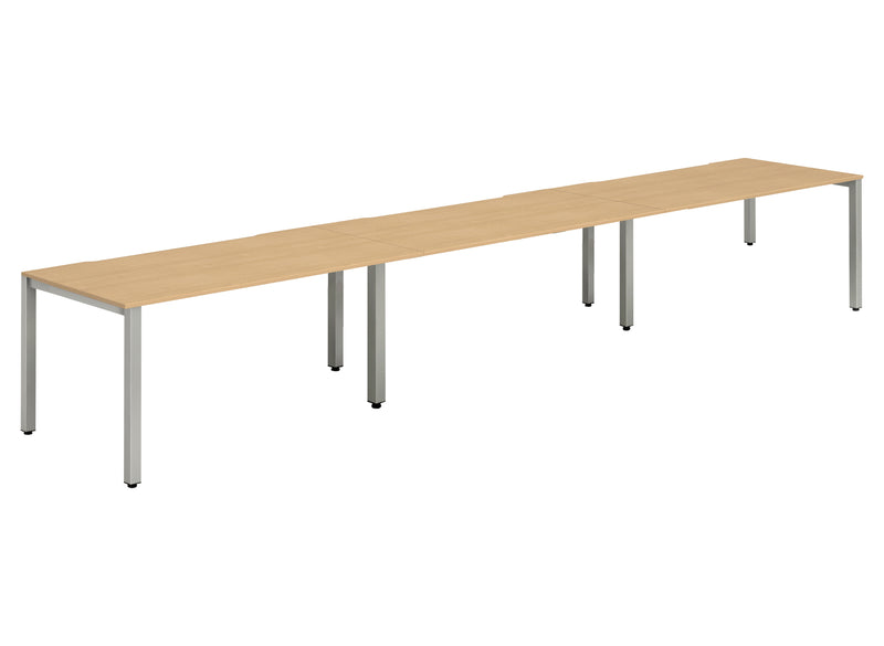 Dynamic Evolve Plus 1200mm Single Row 3 Person Desk Beech Top Silver Frame BE418 - UK BUSINESS SUPPLIES