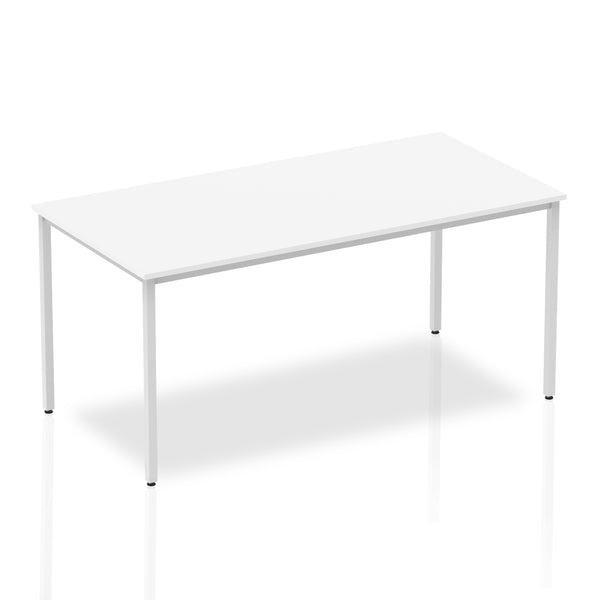 Impulse 1600mm Straight Table White Top Silver Box Frame Leg BF00117 - UK BUSINESS SUPPLIES