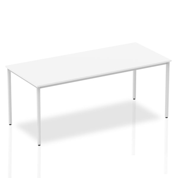 Impulse 1800mm Straight Table White Top Silver Box Frame Leg BF00118 - UK BUSINESS SUPPLIES