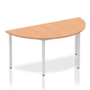 Impulse 1600mm Semi Circle Table Oak Top Silver Box Frame Leg BF00138 - UK BUSINESS SUPPLIES
