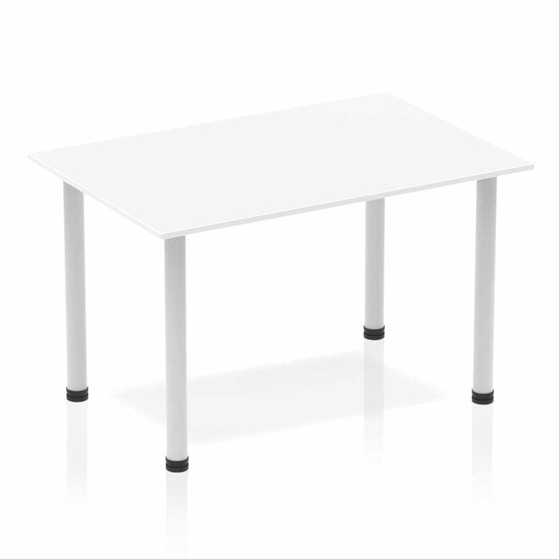 Impulse 1200mm Straight Table White Top Silver Post Leg BF00172 - UK BUSINESS SUPPLIES