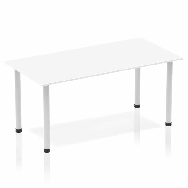 Impulse 1600mm Straight Table White Top Silver Post Leg BF00174 - UK BUSINESS SUPPLIES
