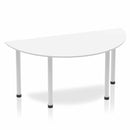Dynamic Impulse 1600mm Semi Circle Table White Top Silver Post Leg BF00177 - UK BUSINESS SUPPLIES