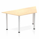 Dynamic Impulse 1600mm Trapezium Table Maple Top Silver Post Leg BF00194 - UK BUSINESS SUPPLIES