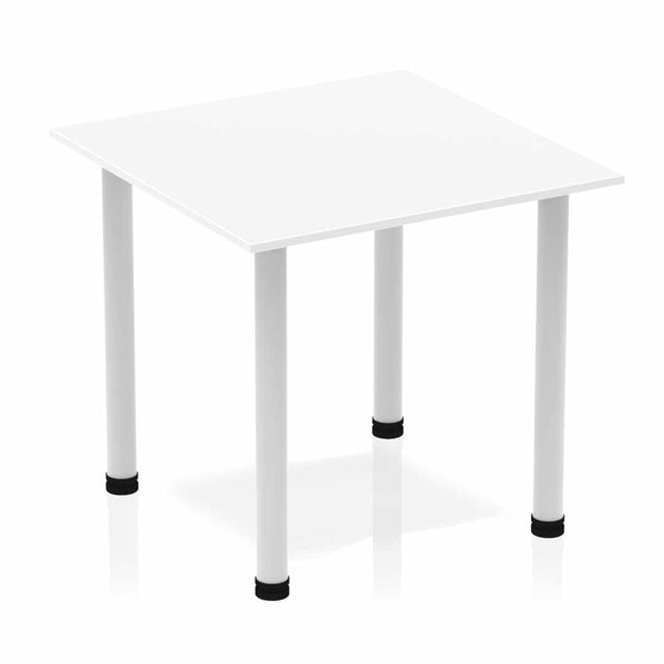 Impulse 800mm Square Table White Top Silver Post Leg BF00203 - UK BUSINESS SUPPLIES