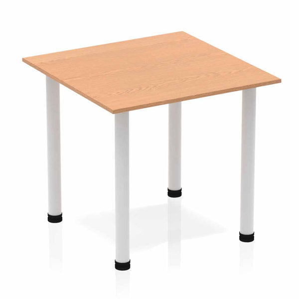 Impulse 800mm Square Table Oak Top Silver Post Leg BF00205 - UK BUSINESS SUPPLIES