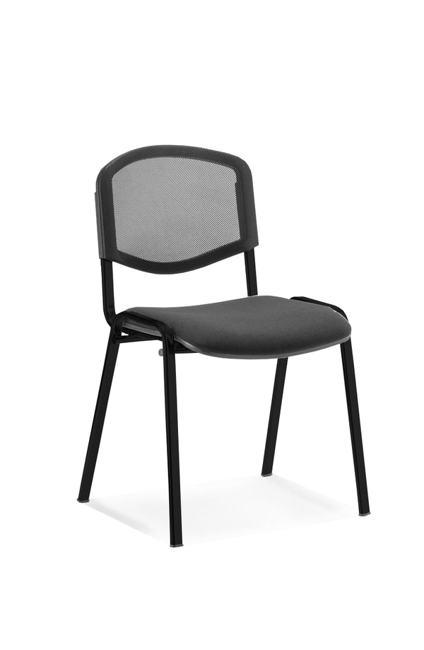 ISO Stacking Chair Mesh Back Black Fabric Black Frame BR000060 - UK BUSINESS SUPPLIES