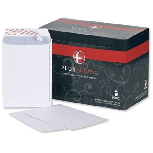 Plus Fabric Envelopes Pocket Peel and Seal 120g/m2 C5 White (1 x Pack of 500 Envelopes) - UK BUSINESS SUPPLIES