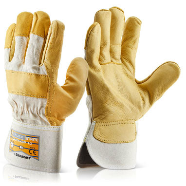 Canadian Beeswift Yellow Hide Rigger Gloves {One Size} - UK BUSINESS SUPPLIES