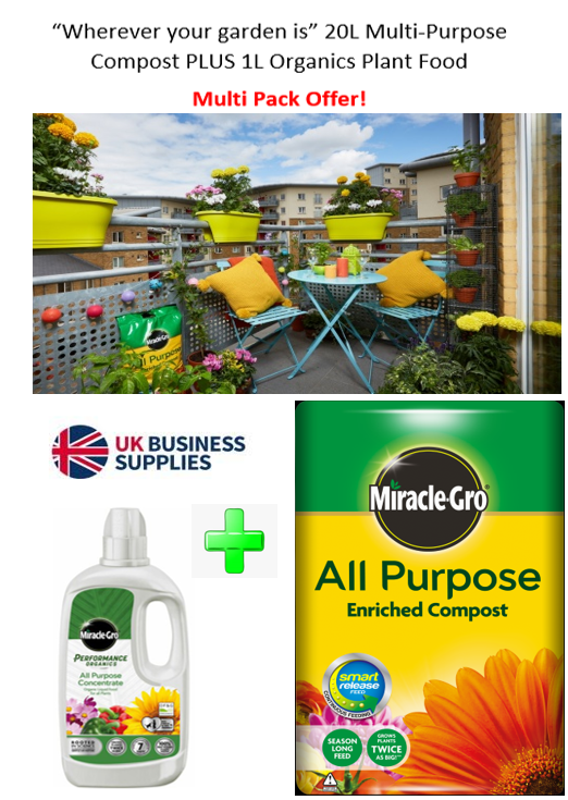 Miracle-Gro All Purpose Compost 20L & 1L Performance Organic 1L {Multi-Pack} - UK BUSINESS SUPPLIES