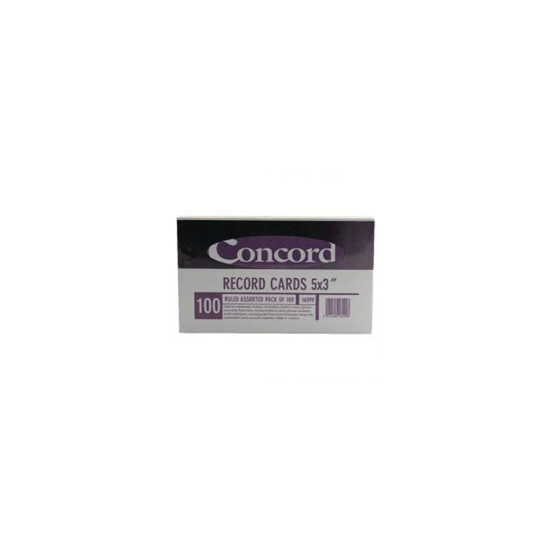 Concord 5x3inch White Ruled Record Card Pack 100's - UK BUSINESS SUPPLIES