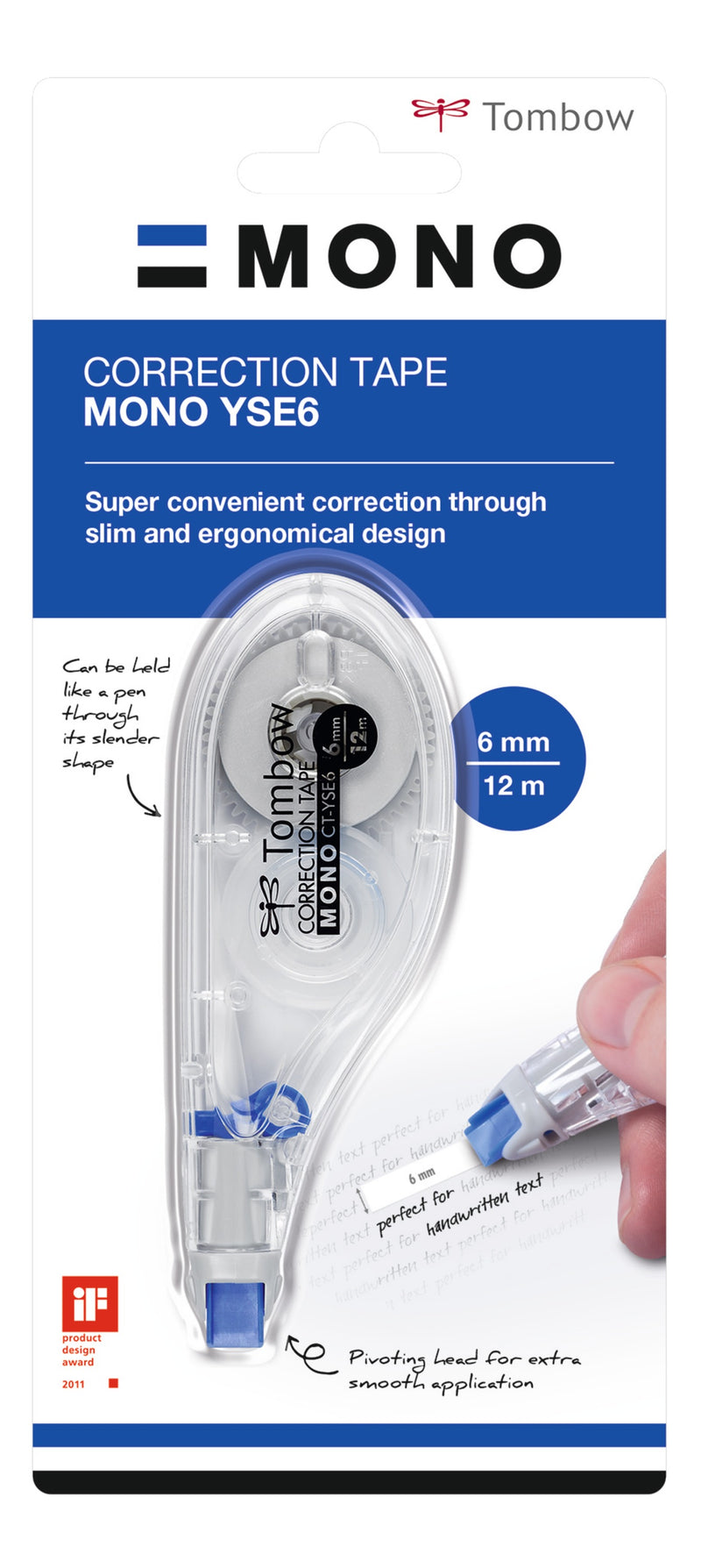 Tombow MONO YSE6 Correction Tape Roller 6mmx12m White - CT-YSE6 - UK BUSINESS SUPPLIES