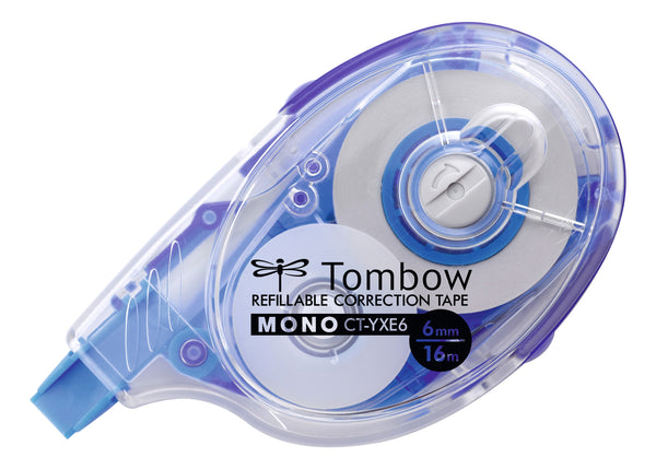 Tombow MONO YXE6 Refillable Correction Tape Roller 6mmx16m White - CT-YXE6 - UK BUSINESS SUPPLIES