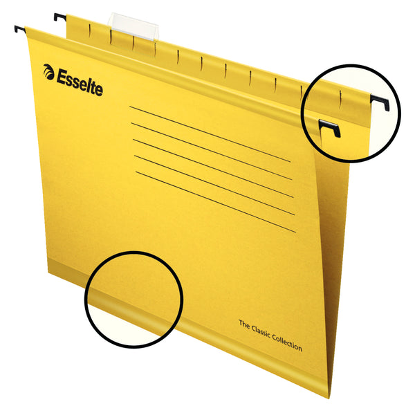 Esselte Classic A4 Suspension File Board 15mm V Base Yellow (Pack 25) 90314 - UK BUSINESS SUPPLIES