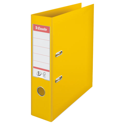 Esselte No.1 Lever Arch File Polypropylene A4 75mm Spine Width Yellow (Pack 10) 811310 - UK BUSINESS SUPPLIES