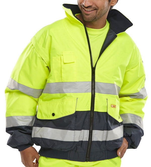 Beeswift Hi Visibility Europa Bomber Jacket YELLOW {All Sizes} - UK BUSINESS SUPPLIES